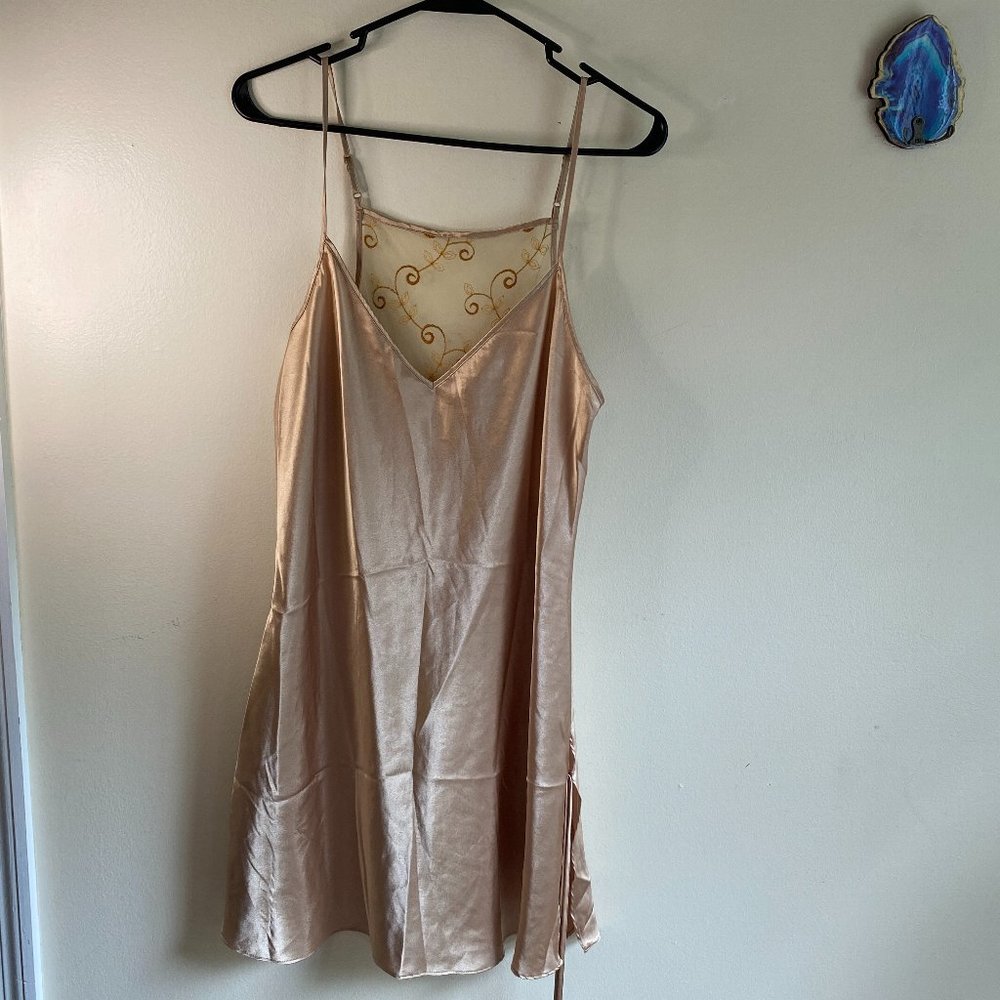 Champagne Slip Dress with Lace Back - Picture 1 of 6
